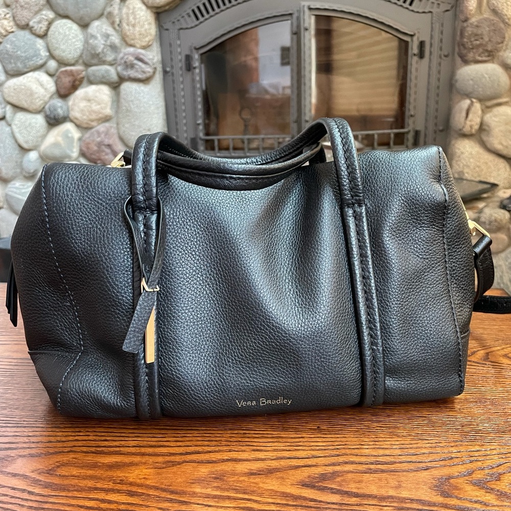 Vera Bradley Black Pebbled Satchel